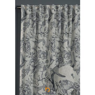   Készfüggöny fényáteresztő Birds and Roses 135 x 245 cm ezüst szürke színű