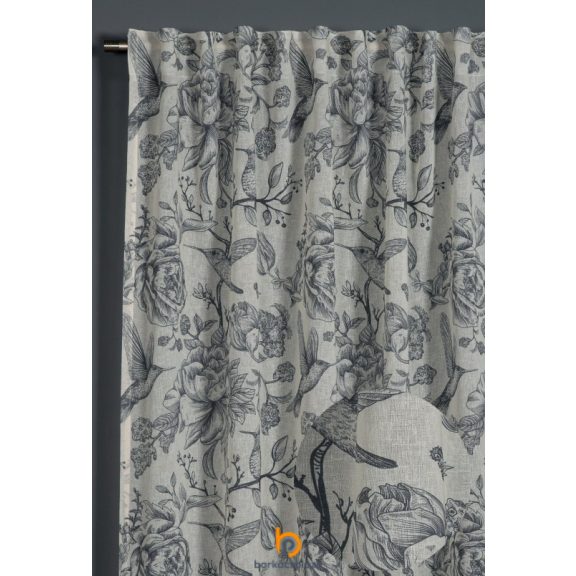 Készfüggöny fényáteresztő Birds and Roses 135 x 245 cm ezüst szürke színű