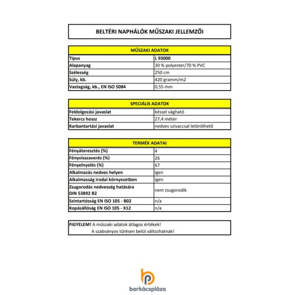 Napháló textil L93000 beltéri 