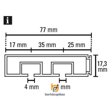 Műanyag fabetétes függönysín 2 soros 300 cm